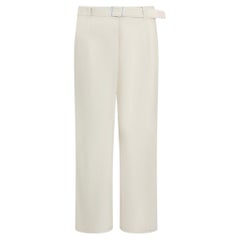 Fine anni '90: pantaloni a gamba larga con cintura in popeline di cotone bianco sporco di Jil Sander, taglia IT40