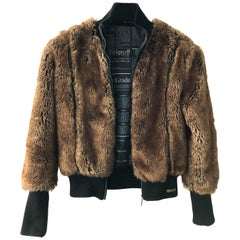 Vintage 1990s John Galliano Faux Fur Bomber Jacket