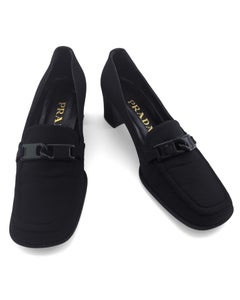 Late 1990's Prada Black Nylon Square Toe Loafers
