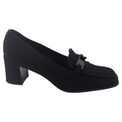 Late 1990's Prada Black Nylon Square Toe Loafers