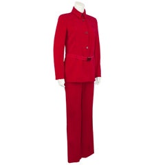 Roter Anzug von Prada aus den späten 1990er Jahren mit Gürtel