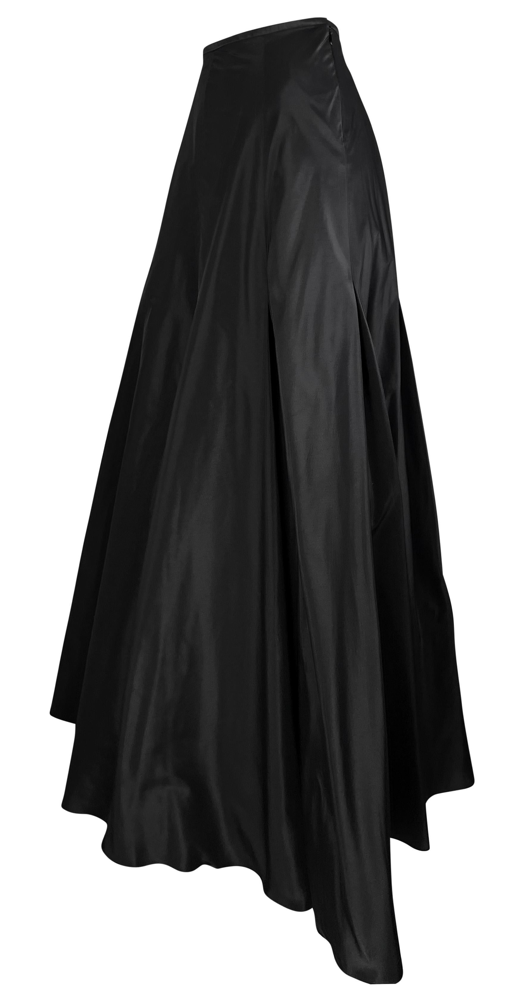 Late 1990s Ralph Lauren Black Silk Taffeta Voluminous Maxi Evening Skirt In Excellent Condition For Sale In West Hollywood, CA