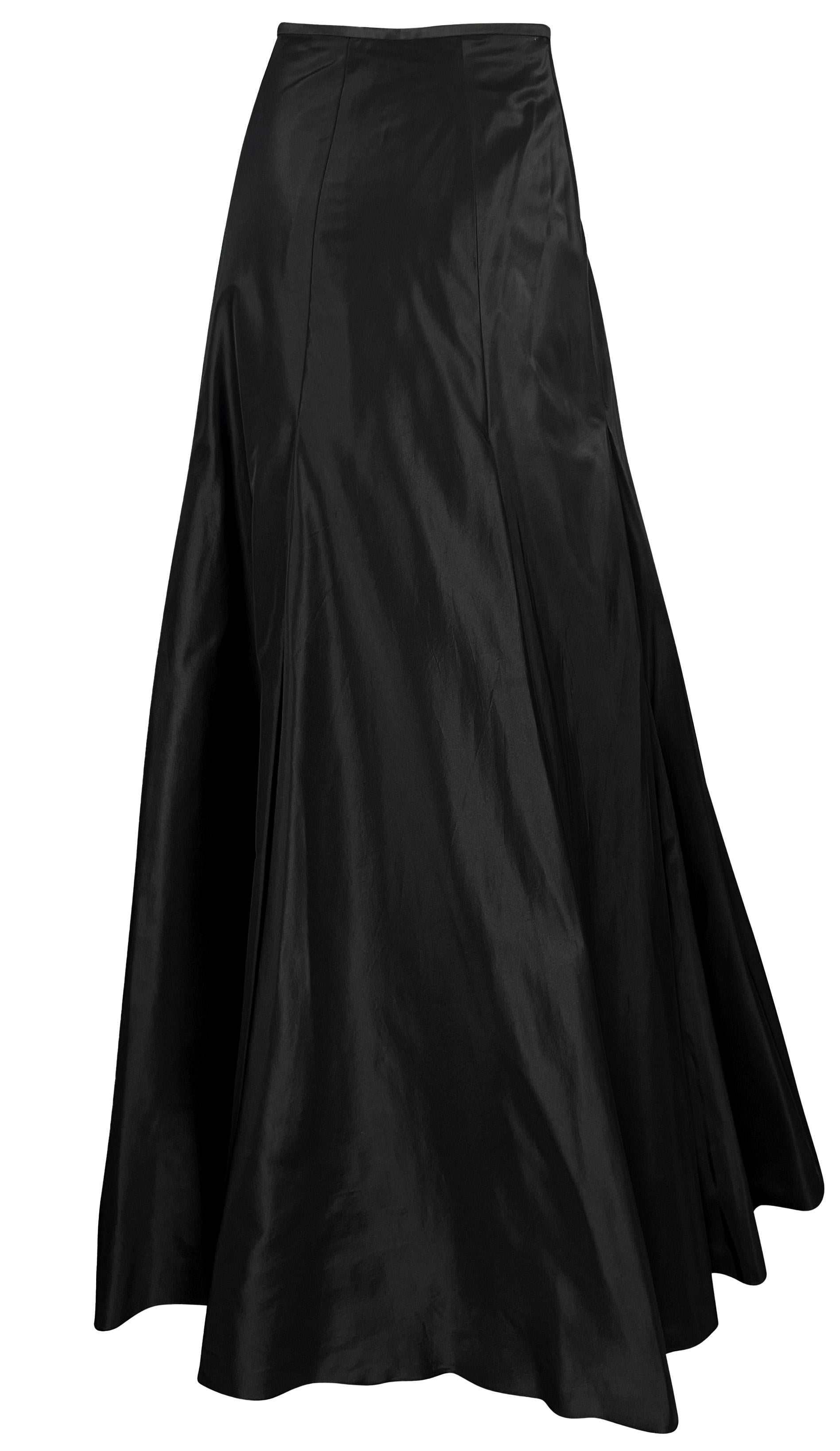 Women's Late 1990s Ralph Lauren Black Silk Taffeta Voluminous Maxi Evening Skirt For Sale