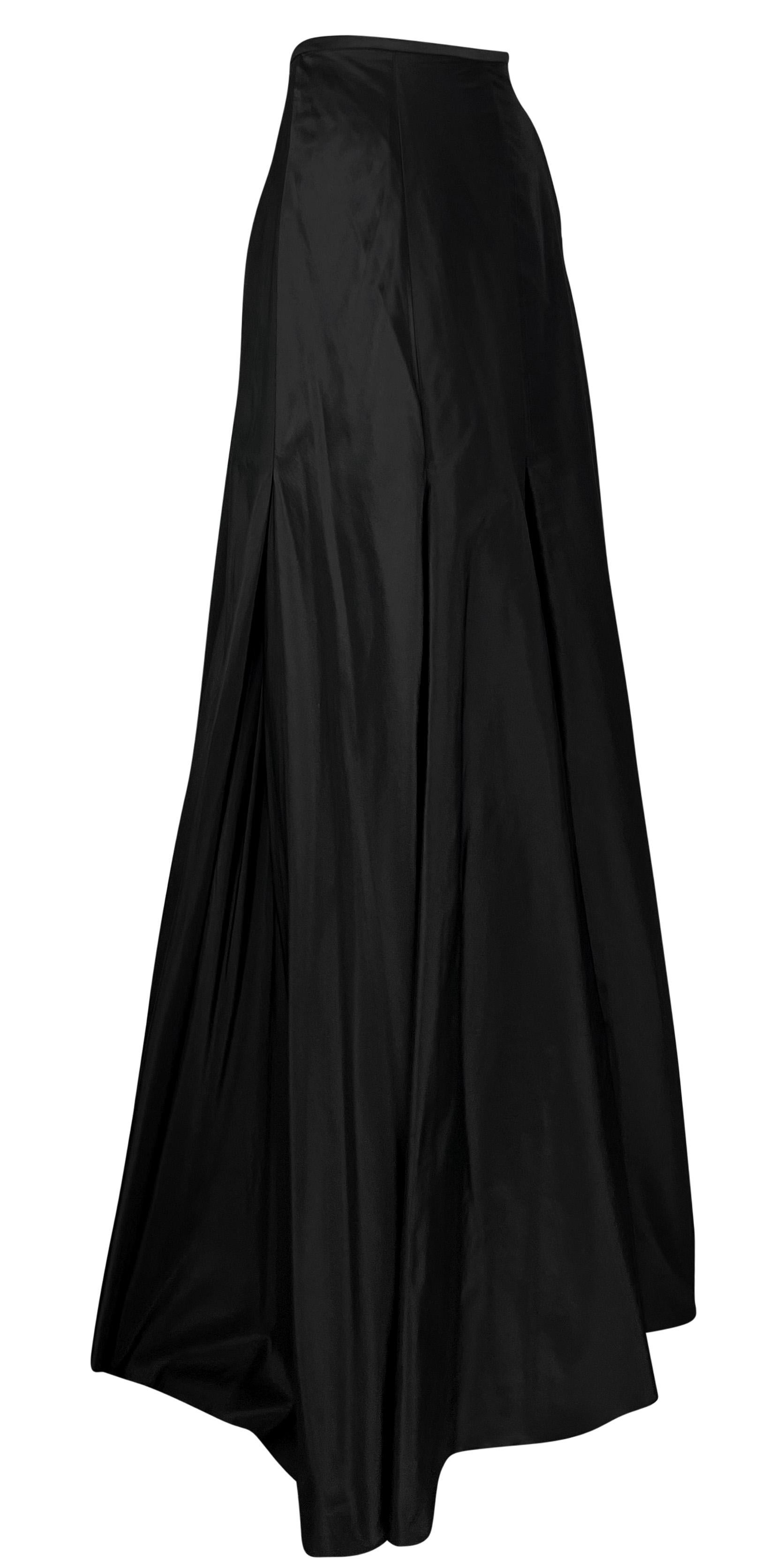 Late 1990s Ralph Lauren Black Silk Taffeta Voluminous Maxi Evening Skirt For Sale 1