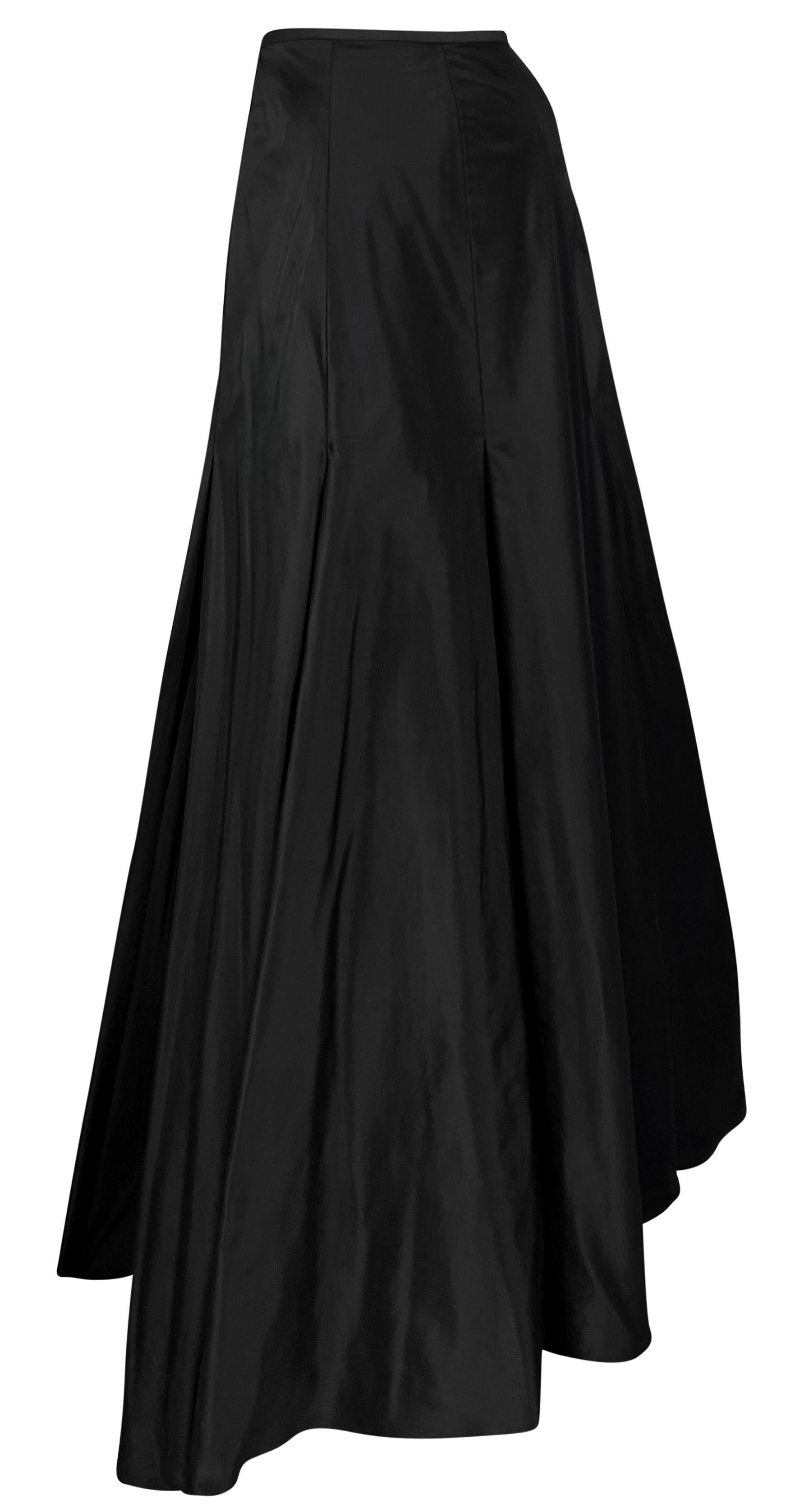 Late 1990s Ralph Lauren Black Silk Taffeta Voluminous Maxi Evening Skirt For Sale 2