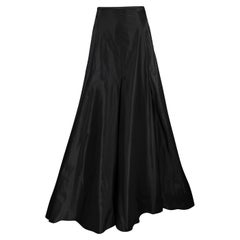Vintage Late 1990s Ralph Lauren Black Silk Taffeta Voluminous Maxi Evening Skirt