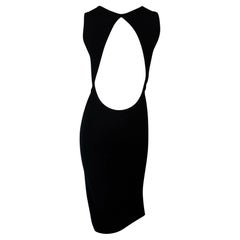 Late 1990s Richard Tyler Backless Cutout Black Bodycon Knit Dress
