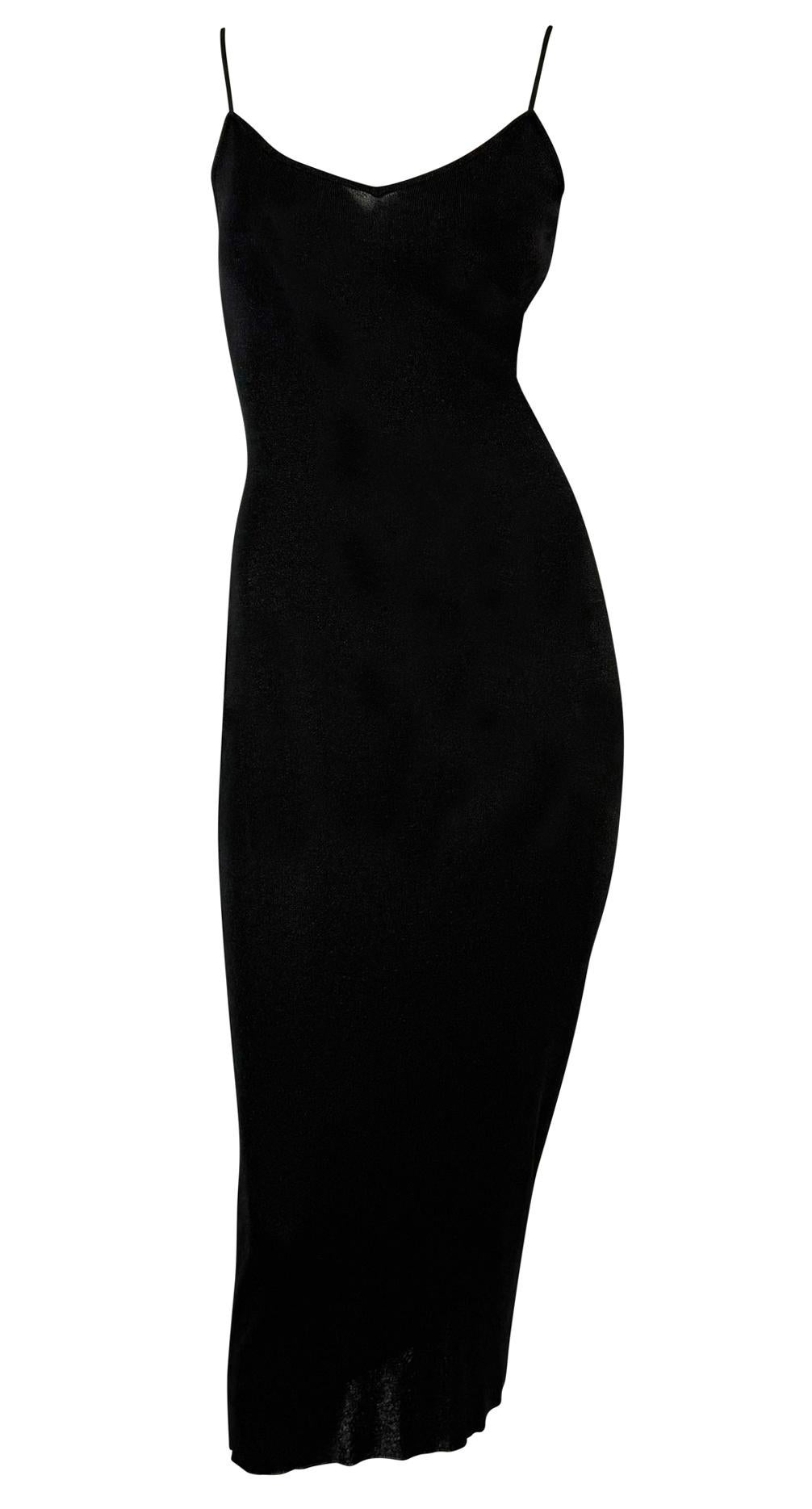 Women's Late 1990s Richard Tyler Black Lurex Knit Deep Side Cutout Bodycon Knit Dress For Sale