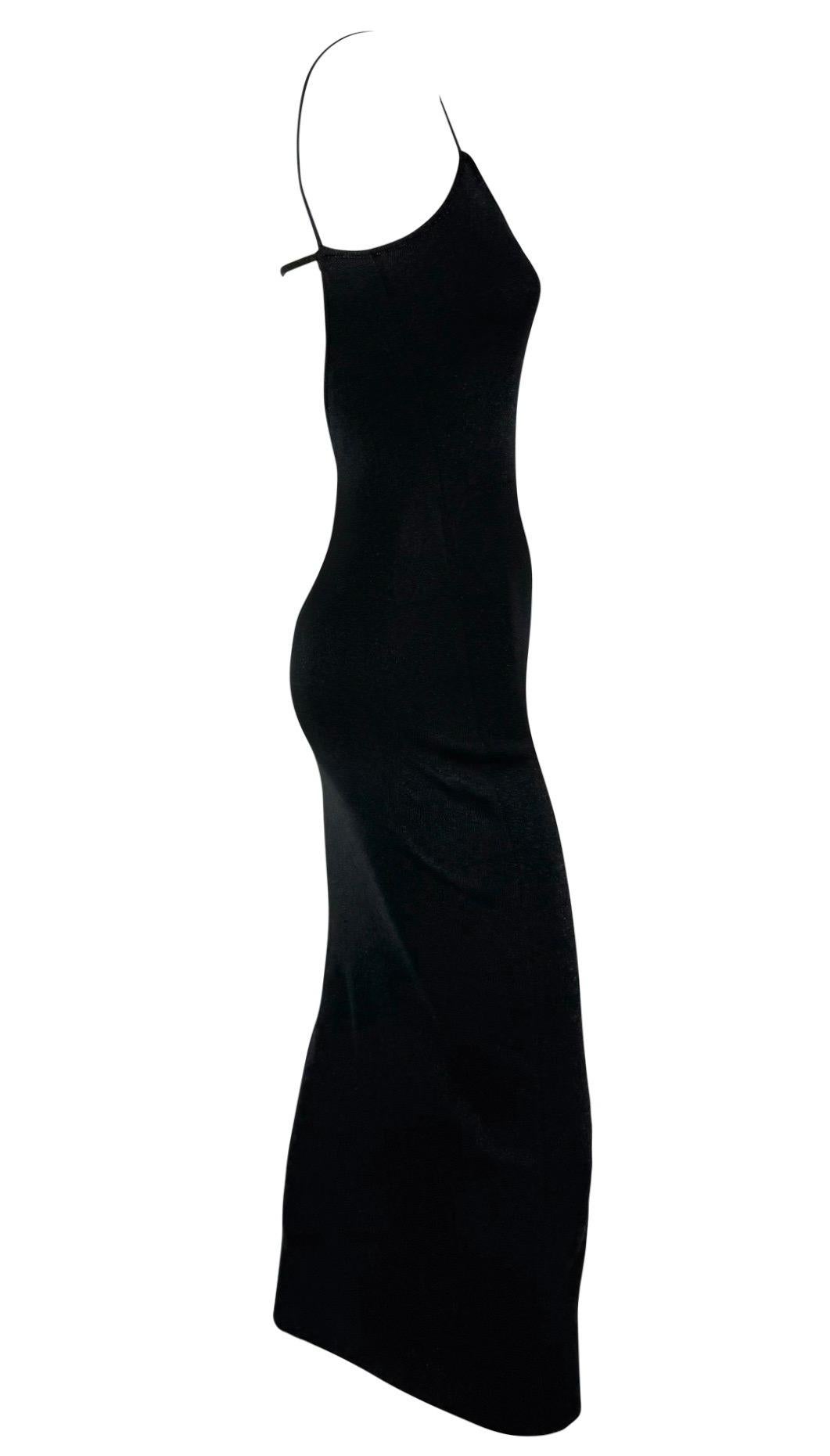 Late 1990s Richard Tyler Black Lurex Knit Deep Side Cutout Bodycon Knit Dress For Sale 2