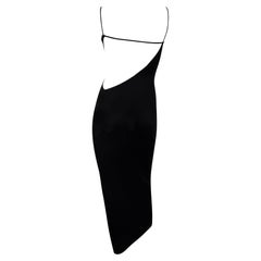 Late 1990s Richard Tyler Black Lurex Knit Deep Side Cutout Bodycon Knit Dress