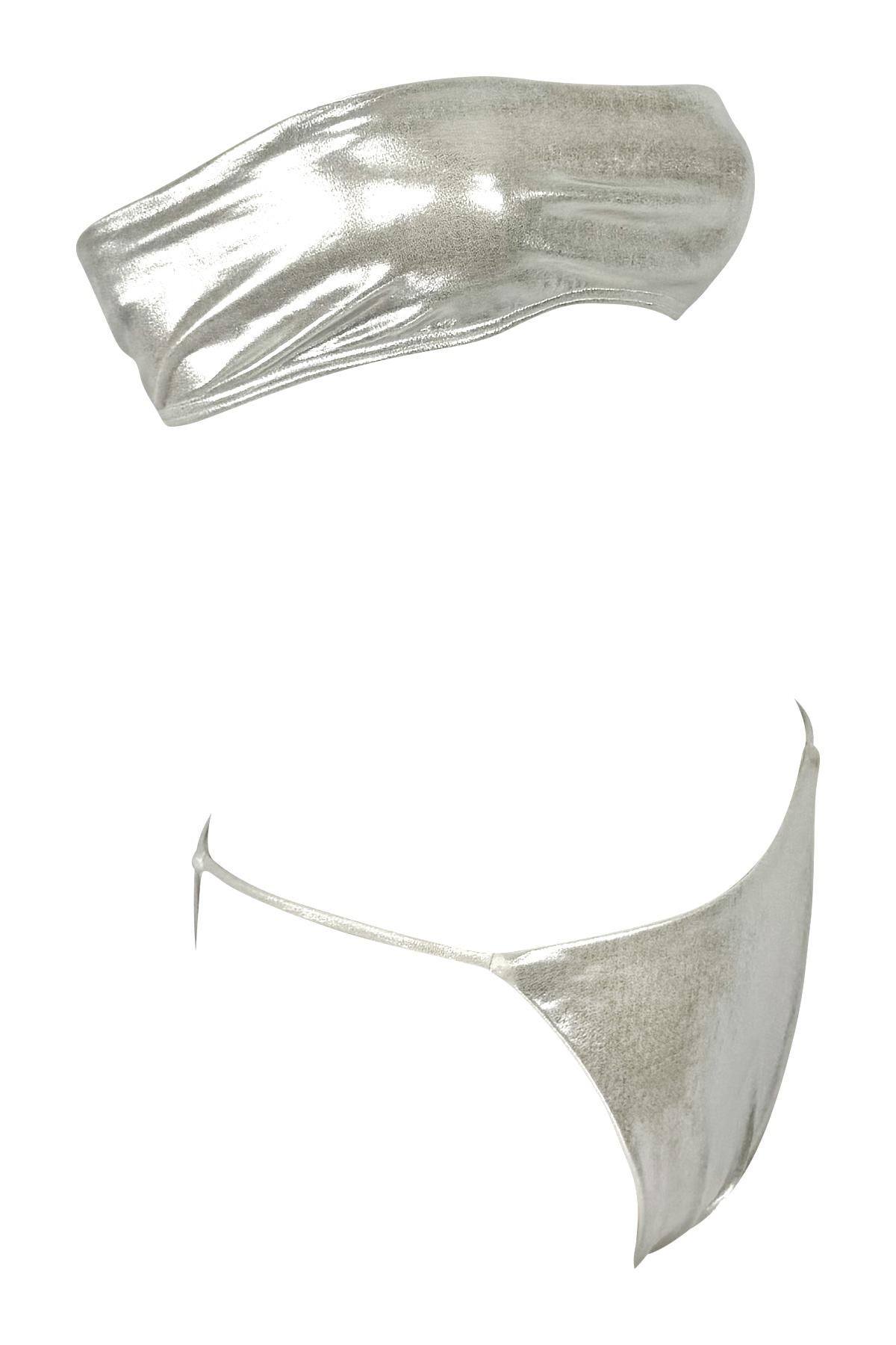 De las mujeres Bañador bandeau plateado sin tirantes Richard Tyler de finales de los 90 en venta