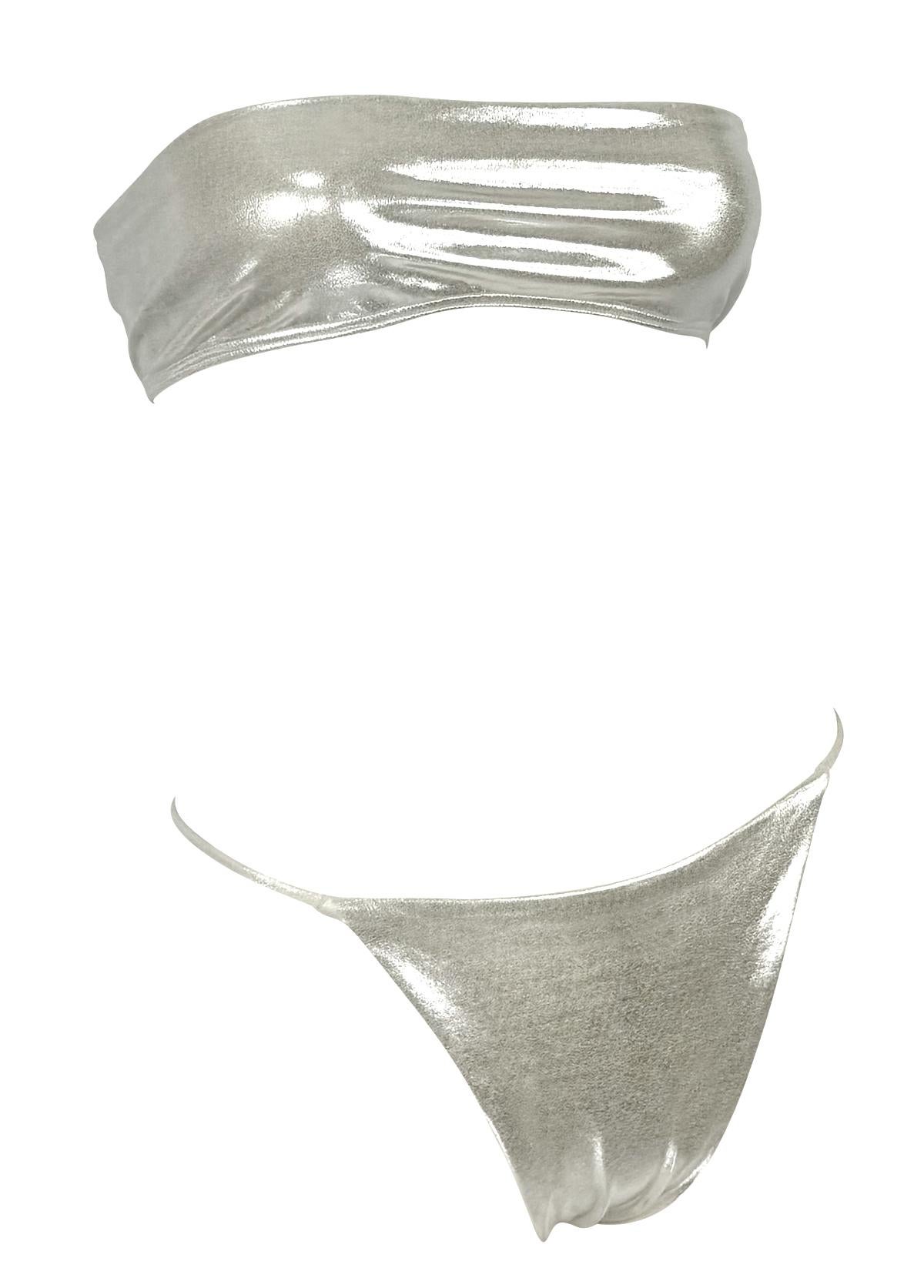 Bañador bandeau plateado sin tirantes Richard Tyler de finales de los 90 en venta 1
