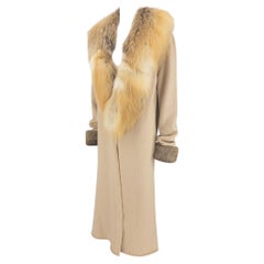 Late 1990s Roberto Cavalli Beige Knit Wool Genuine Fur Coat