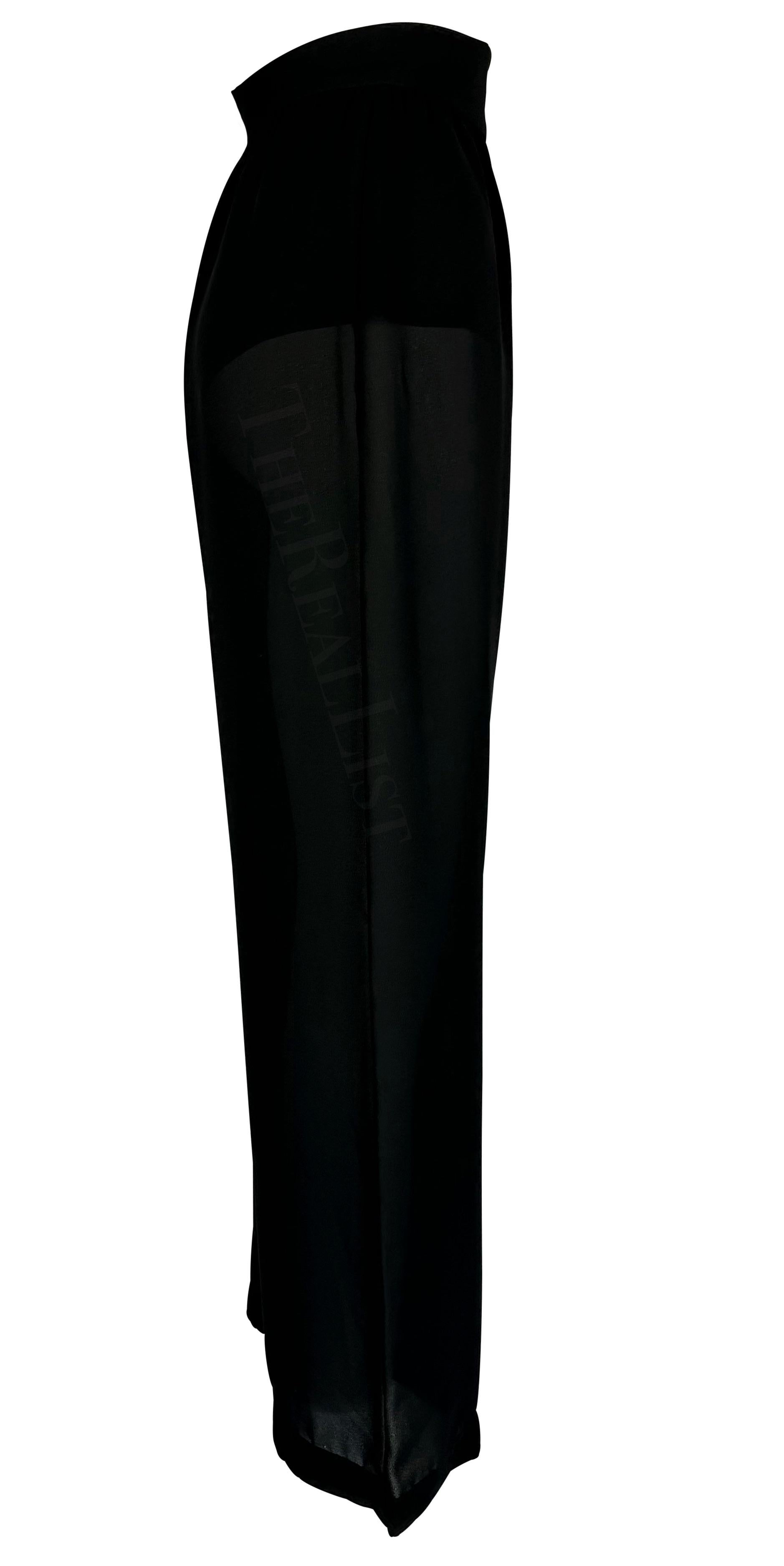 Cruise 1999 Thierry Mugler Sheer Black Lingerie Style Wide Leg High Waist Pants For Sale 2