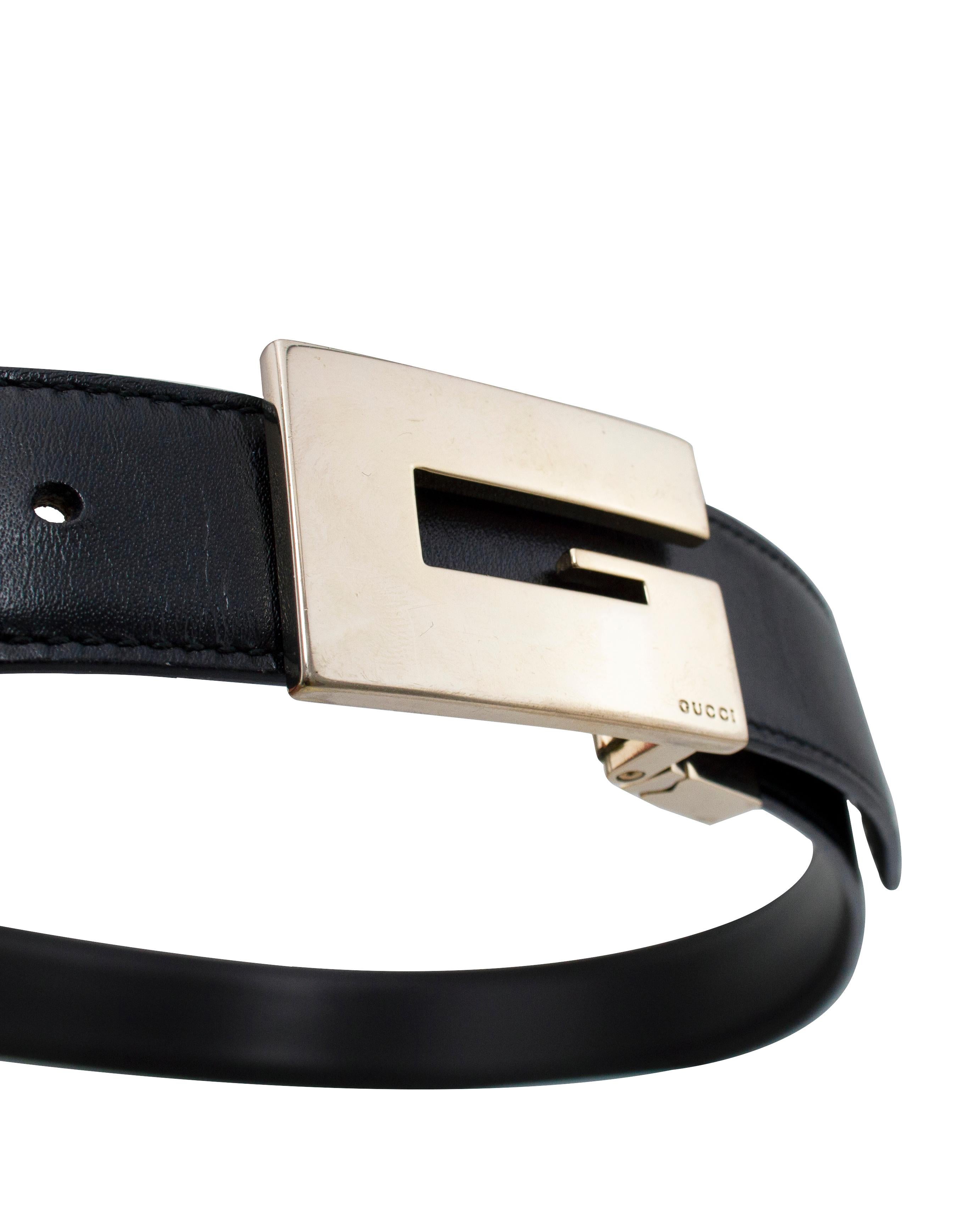 Late 1990s Tom Ford for Gucci Block G Black Leather Belt at 1stDibs