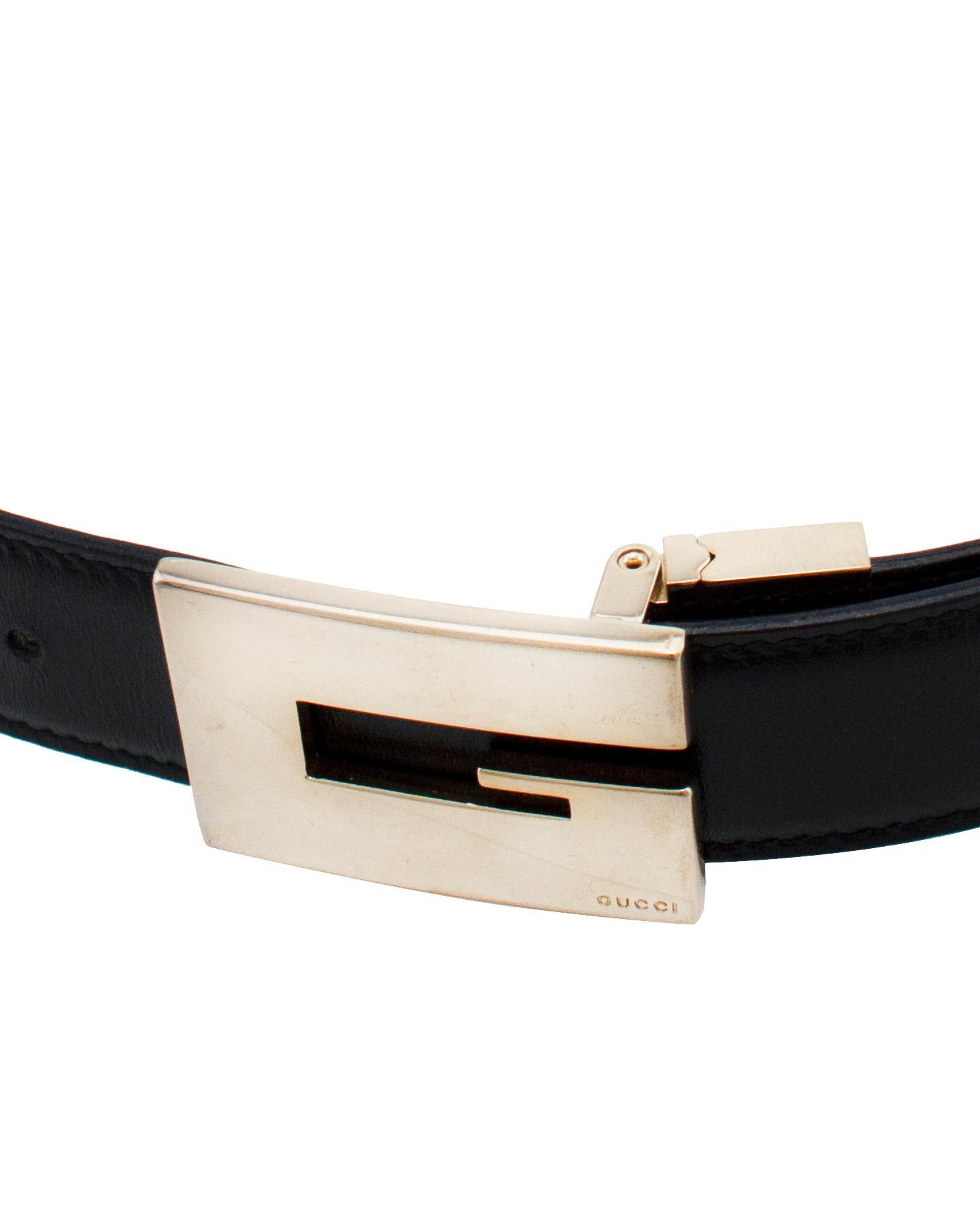 Late 1990s Tom Ford for Gucci Block G Black Leather Belt at 1stDibs