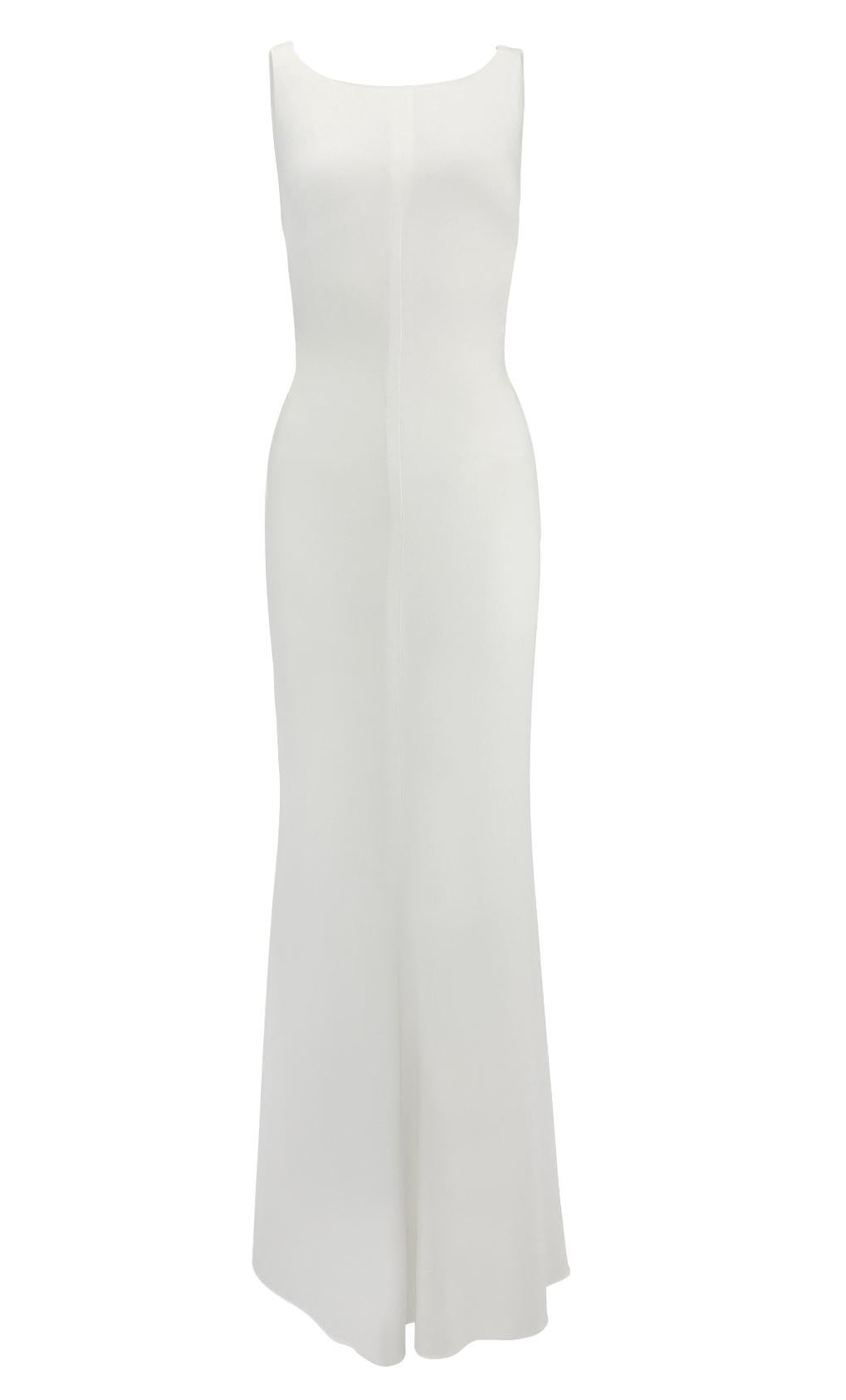 Fin des années 1990 Valentino Garavani Robe de mariée blanche à bretelles en Y, dos nu en vente 1