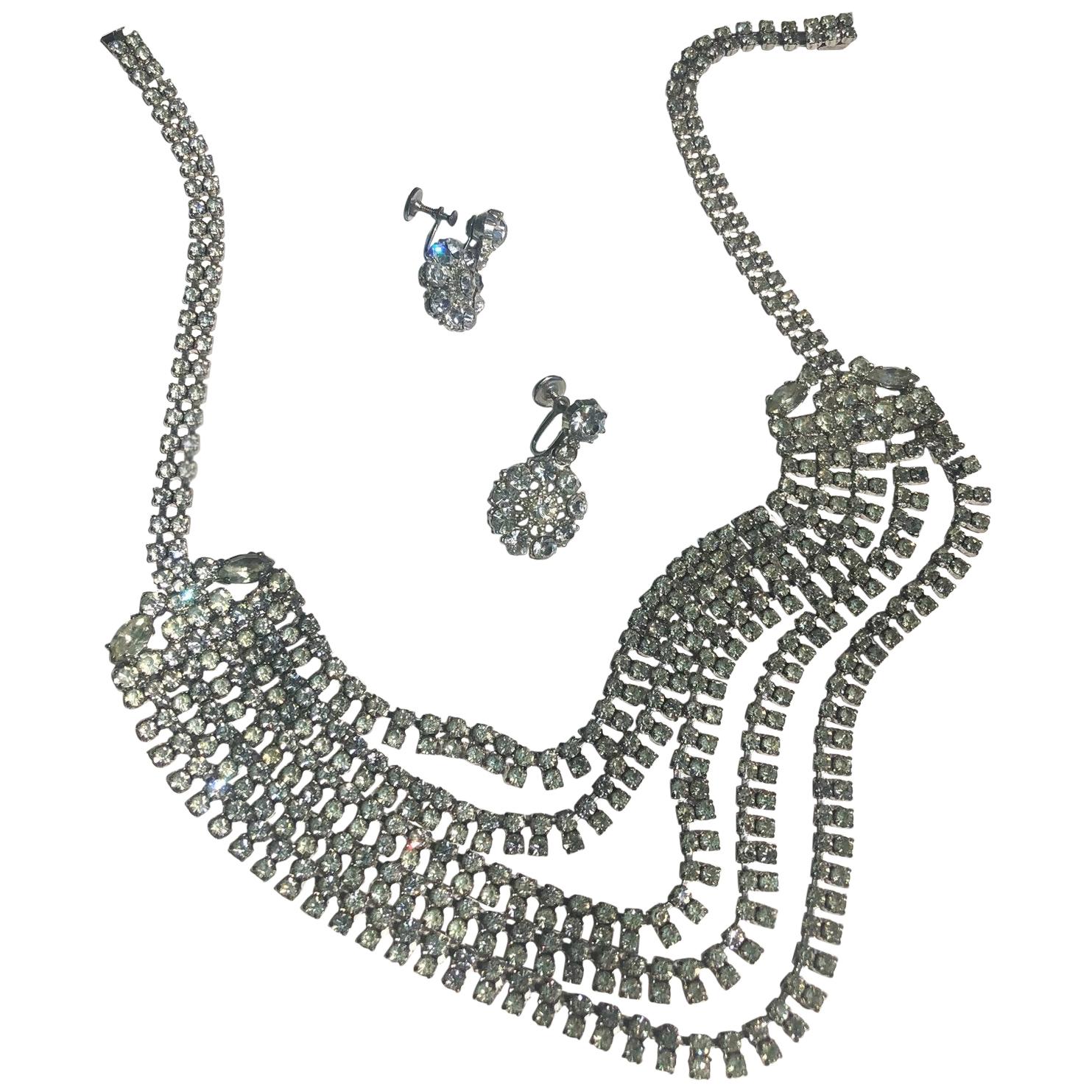 Late 1990s Vintage Rhinestone Necklace For Sale