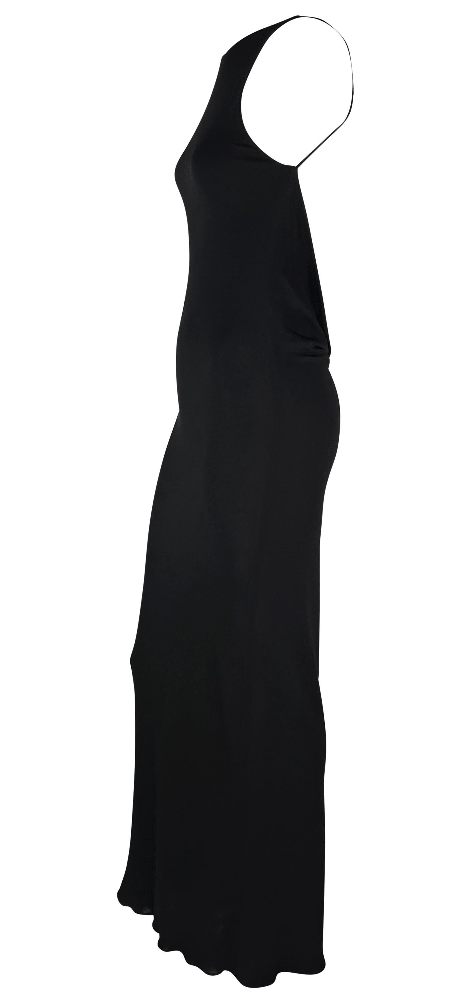 Women's Late 1990s Yigal Azrouël Backless Cowl Slinky Black Bodycon Gown  For Sale