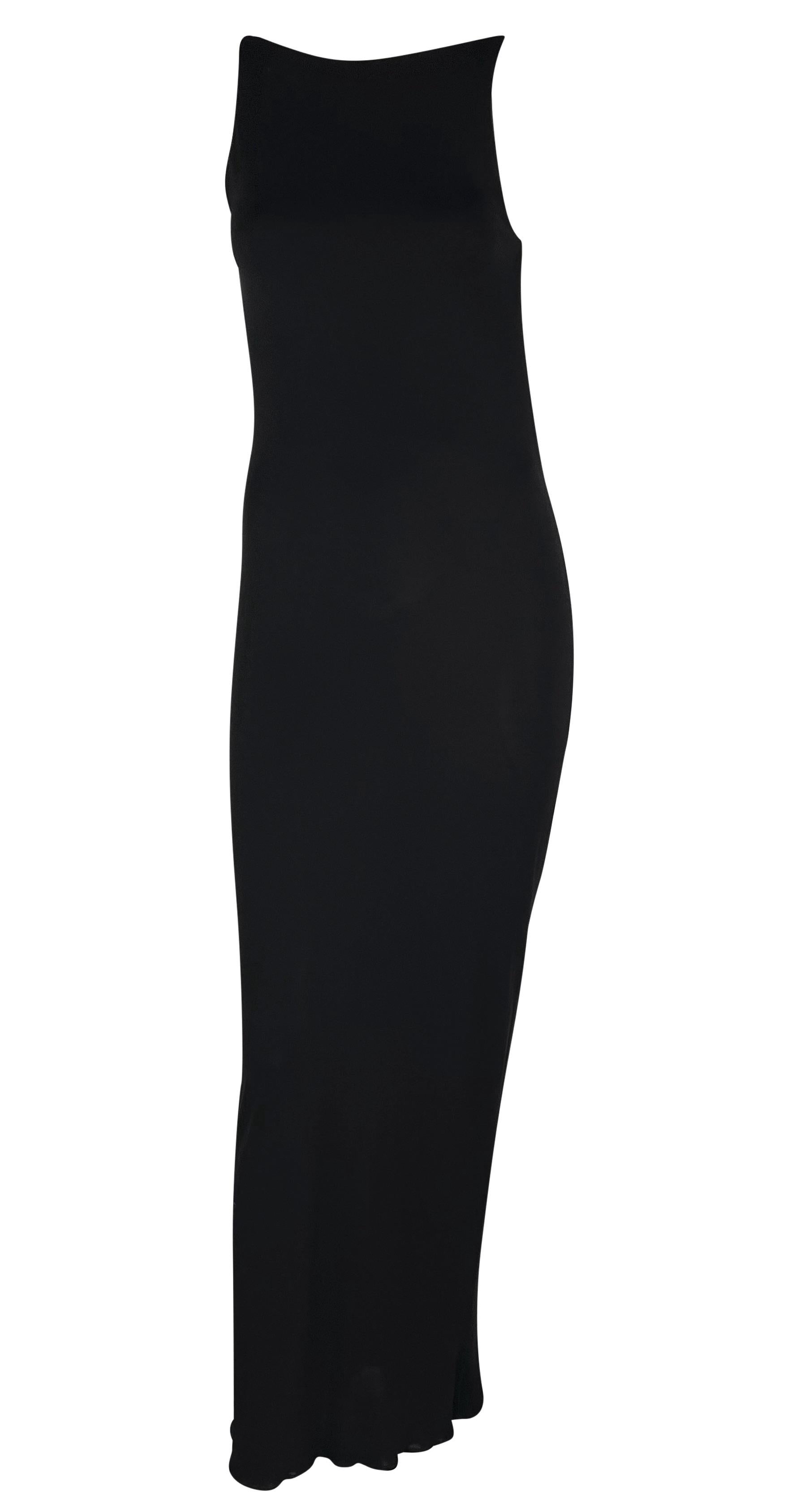 Late 1990s Yigal Azrouël Backless Cowl Slinky Black Bodycon Gown  For Sale 1