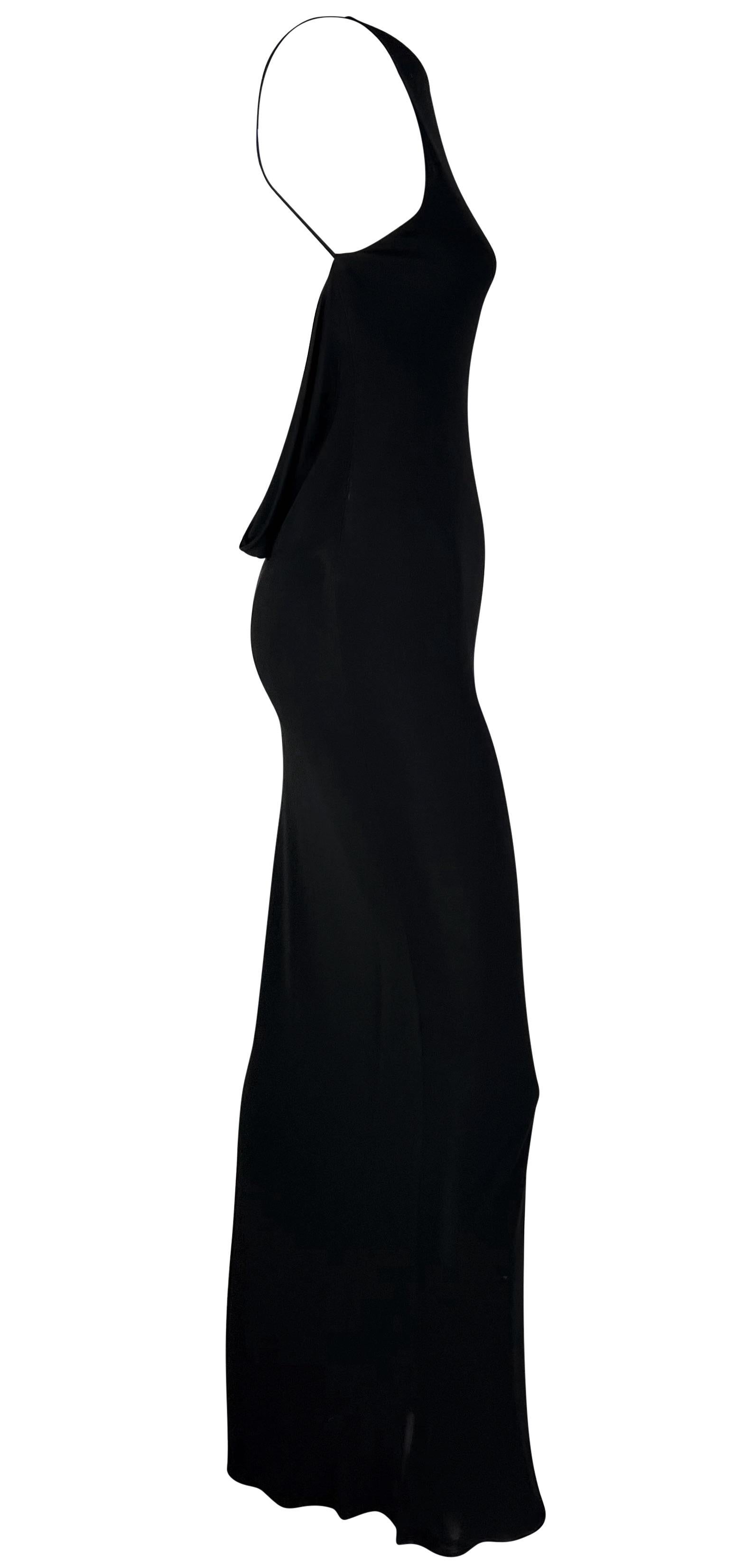 Late 1990s Yigal Azrouël Backless Cowl Slinky Black Bodycon Gown  For Sale 3