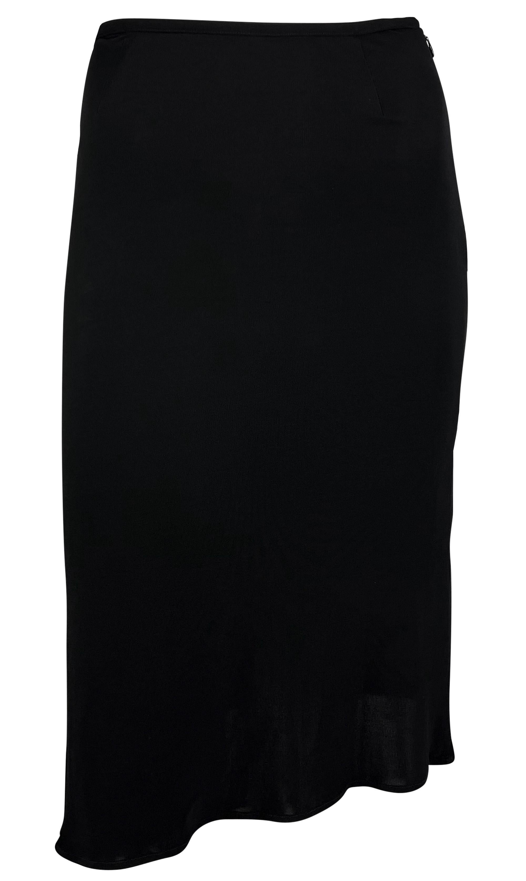 Women's Late 1990s Yigal Azrouël Bodycon Black Semi Sheer Slit Viscose Skirt For Sale