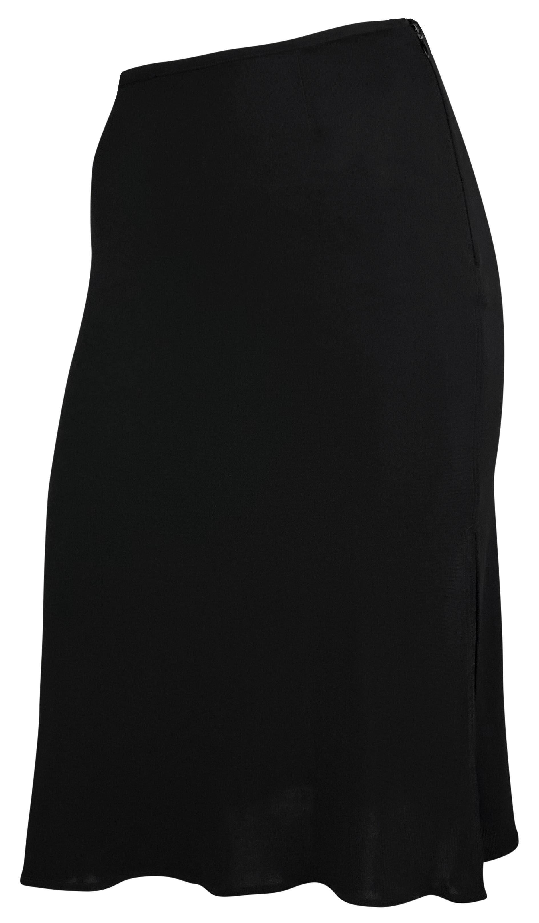 Late 1990s Yigal Azrouël Bodycon Black Semi Sheer Slit Viscose Skirt For Sale 1
