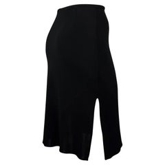 Late 1990s Yigal Azrouël Bodycon Black Semi Sheer Slit Viscose Skirt