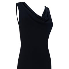 Late 1990s Yves Saint Laurent Black Stretch Silk Plunging Cowl Gown