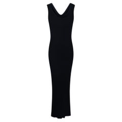 Late 1990s Yves Saint Laurent Black Stretch Silk Plunging Cowl Gown
