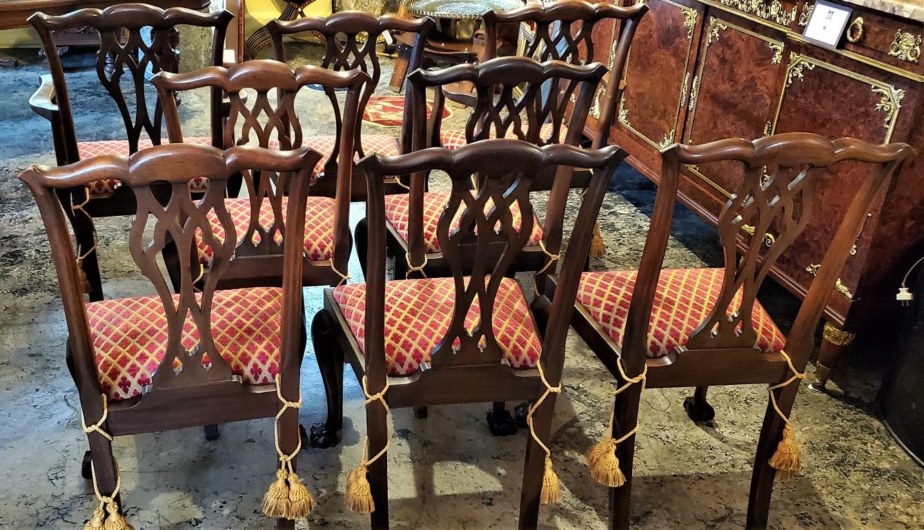 Late 19th Century English Mahogany Chippendale Style Dining Chairs 11