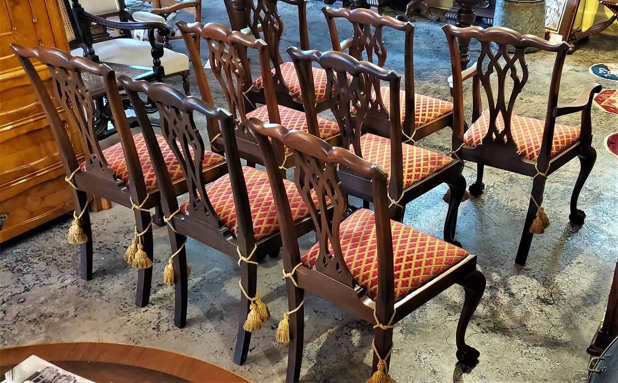 Late 19th Century English Mahogany Chippendale Style Dining Chairs 12