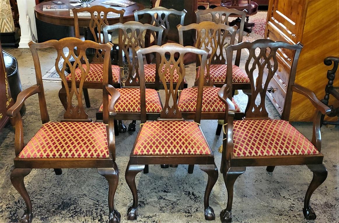 Regency Late 19th Century English Mahogany Chippendale Style Dining Chairs