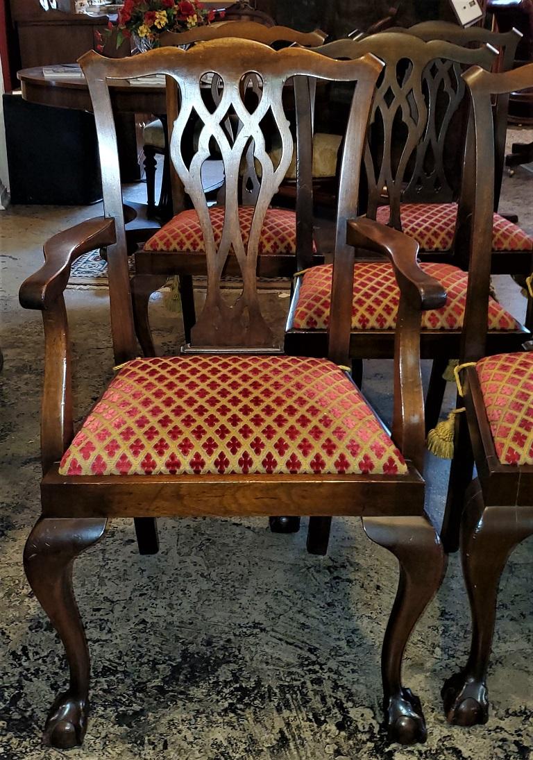Hand-Crafted Late 19th Century English Mahogany Chippendale Style Dining Chairs