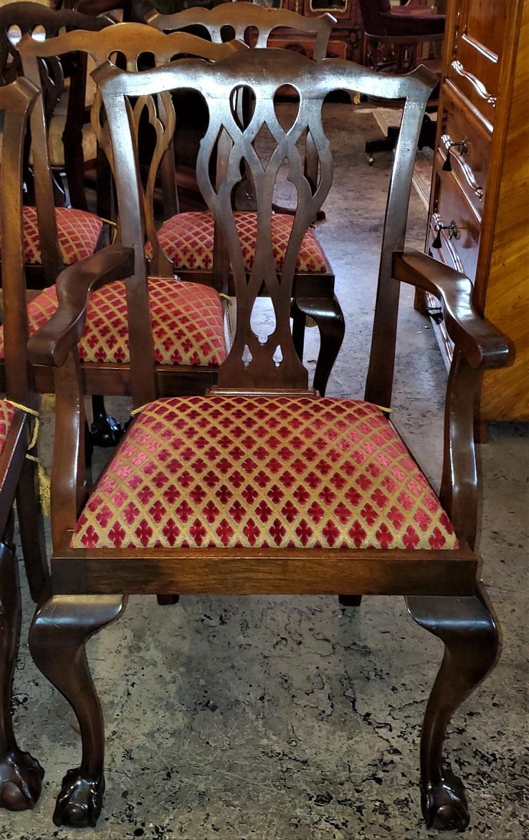 Late 19th Century English Mahogany Chippendale Style Dining Chairs 1