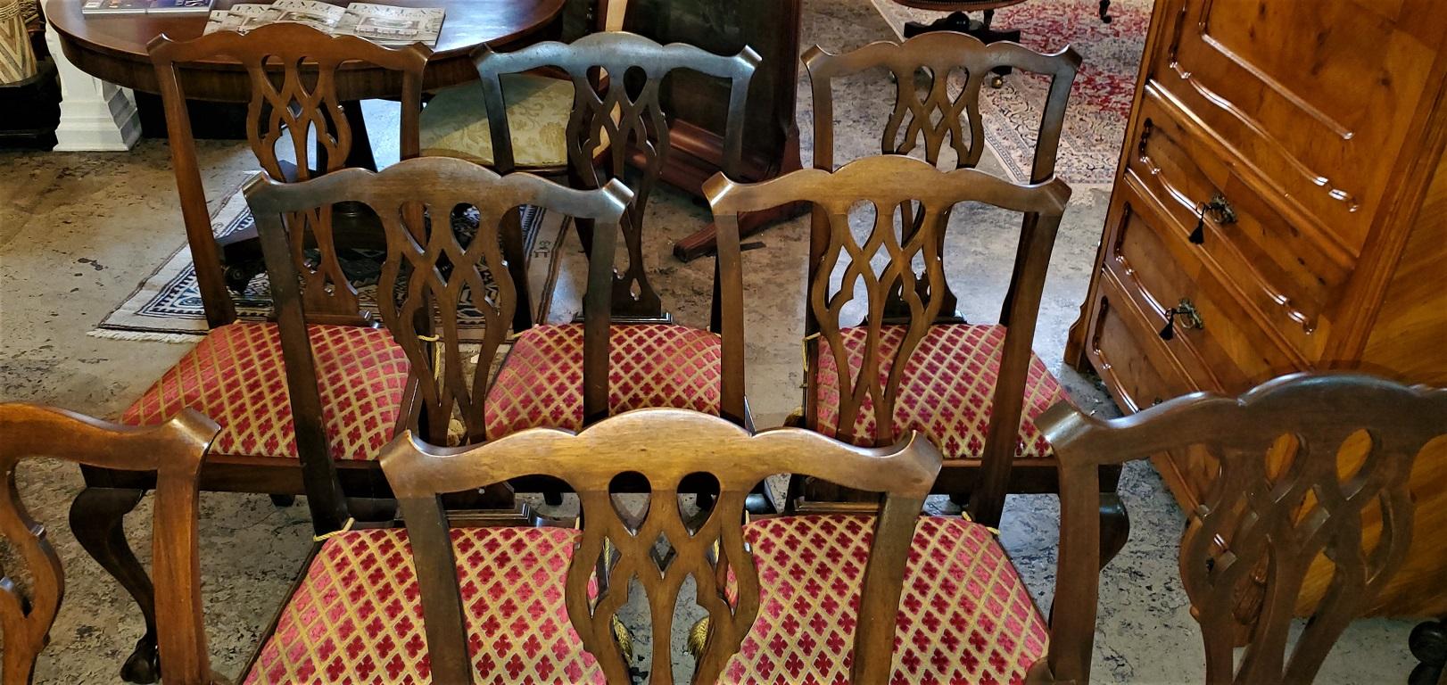 Late 19th Century English Mahogany Chippendale Style Dining Chairs 2