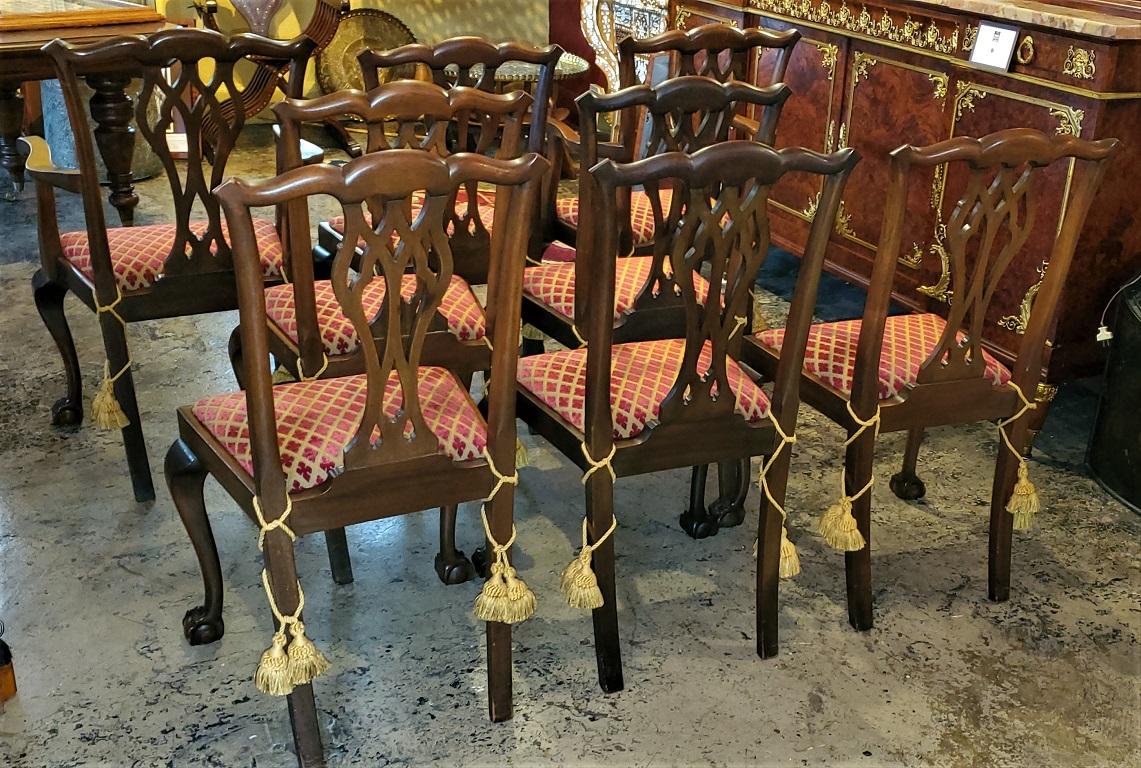 Late 19th Century English Mahogany Chippendale Style Dining Chairs 4
