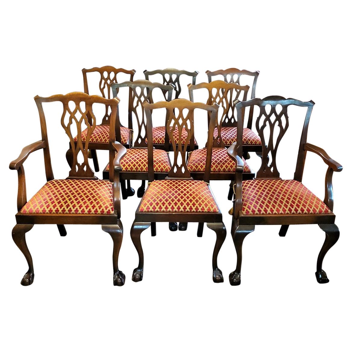 Late 19th Century English Mahogany Chippendale Style Dining Chairs