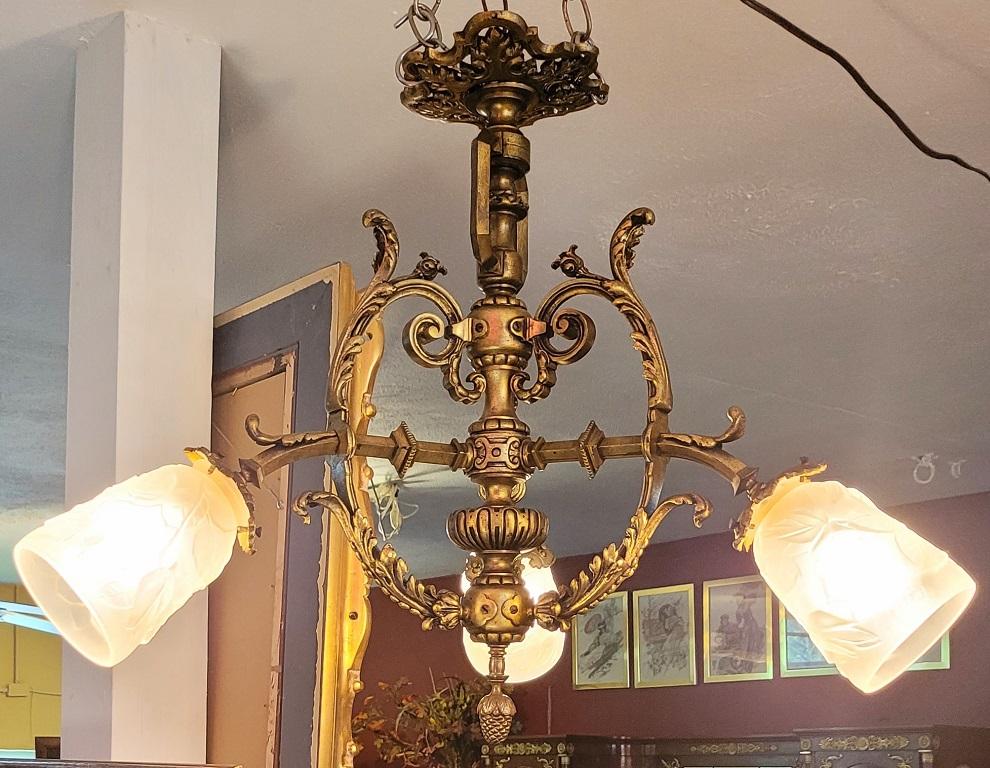 Late 19C French Aesthetic Movement Gilt Bronze Chandelier In Good Condition In Dallas, TX