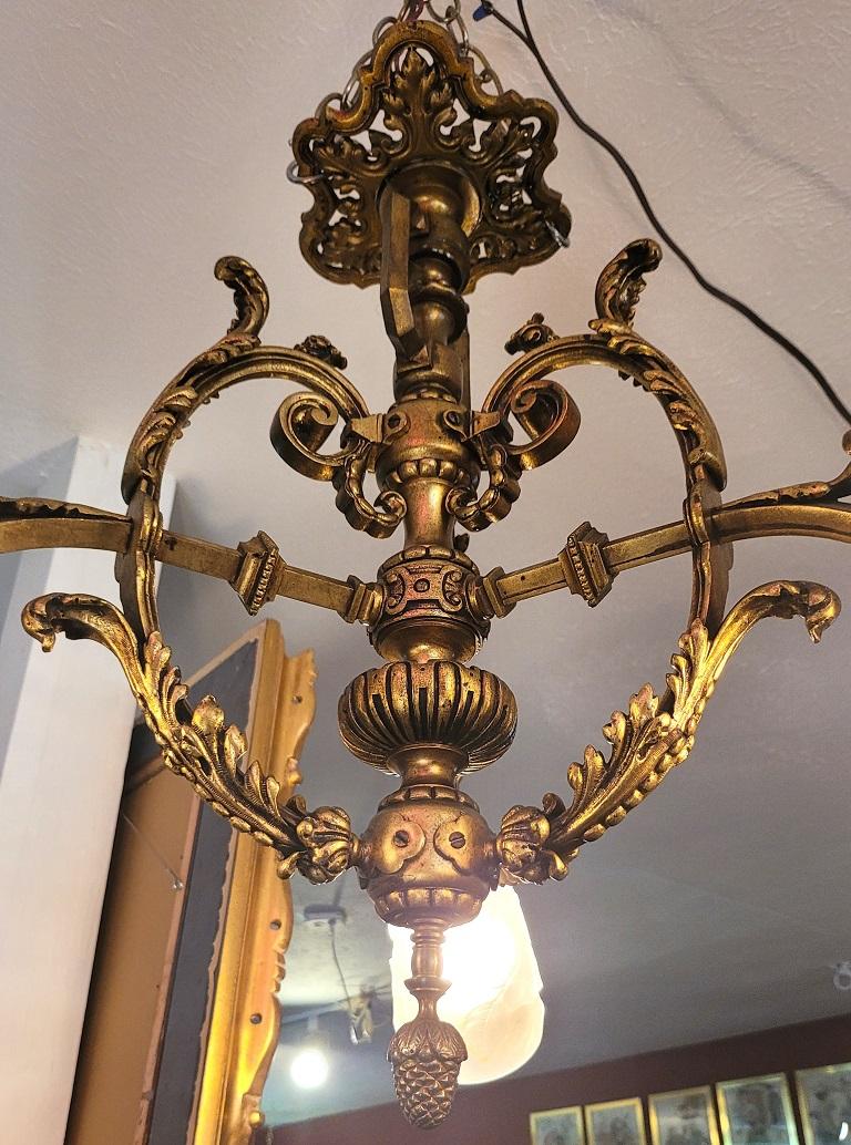 19th Century Late 19C French Aesthetic Movement Gilt Bronze Chandelier