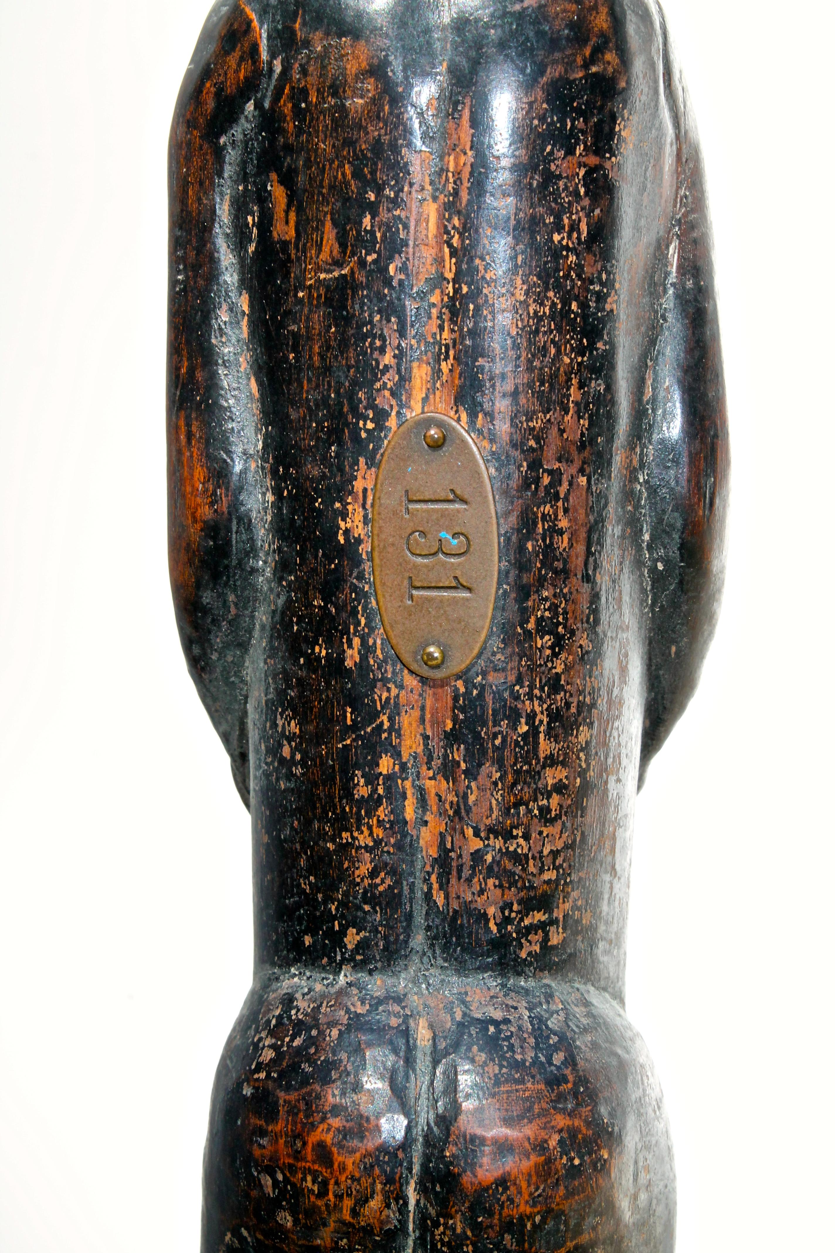 19th Century Late 19 Century Tribal Baule Male Figure with Period Mount African Art For Sale