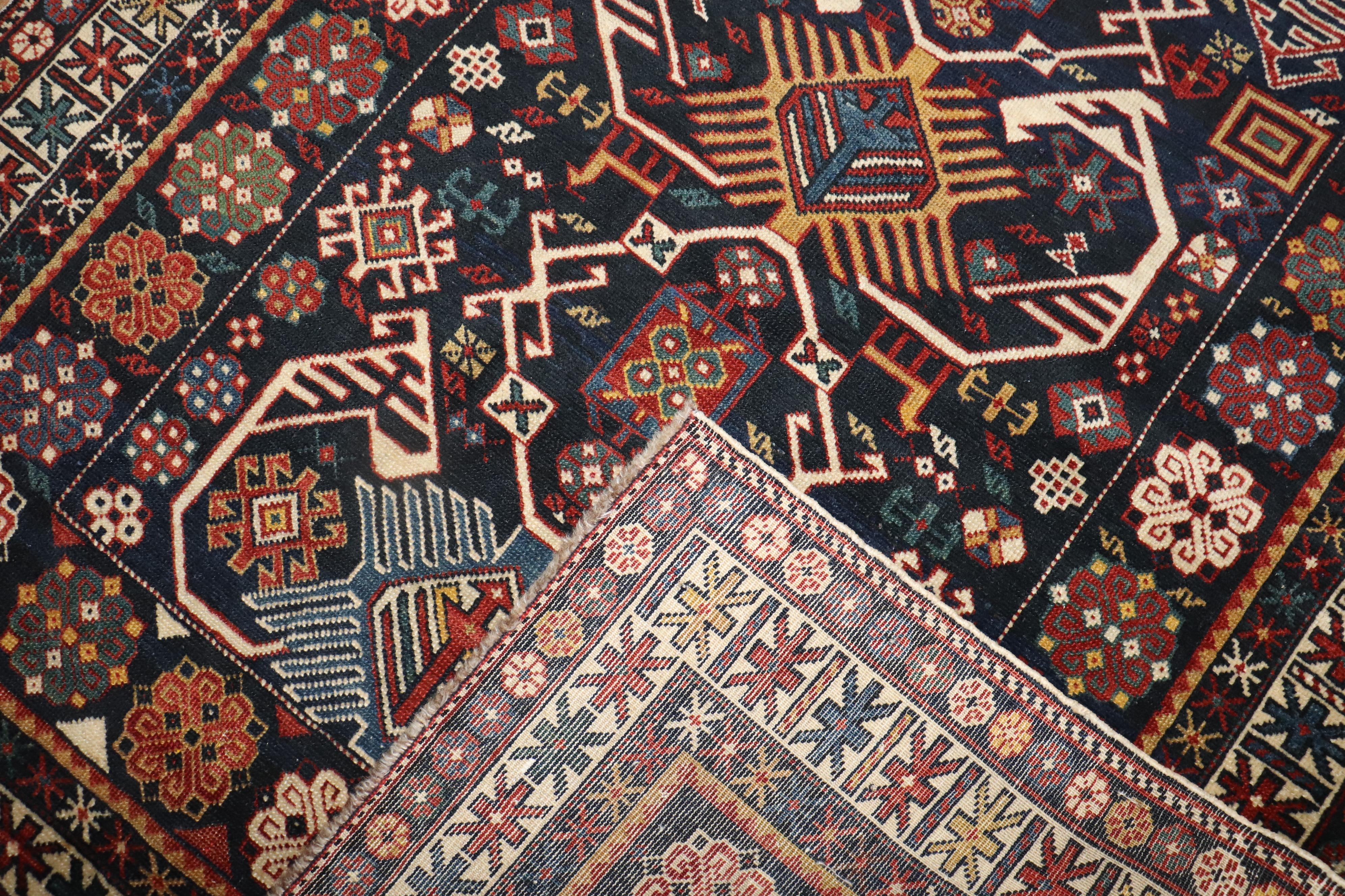 Hand-Knotted Late 19h Century Caucasian Shirvan Rug For Sale