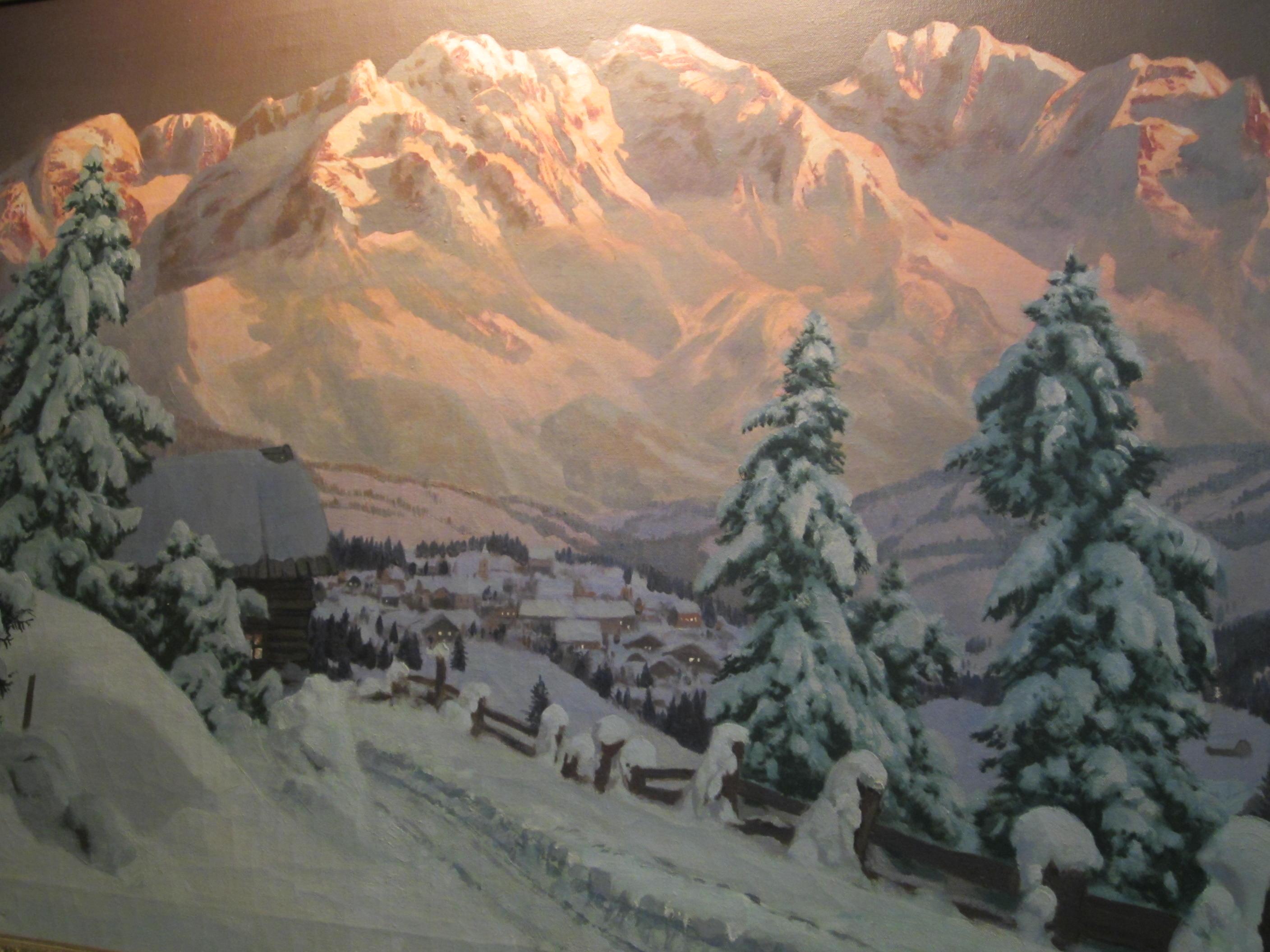 Autrichien Paysage d'hiver du 19e siècle Alois Arnegger Huile sur toile Peinture de scène de neige Art LA en vente