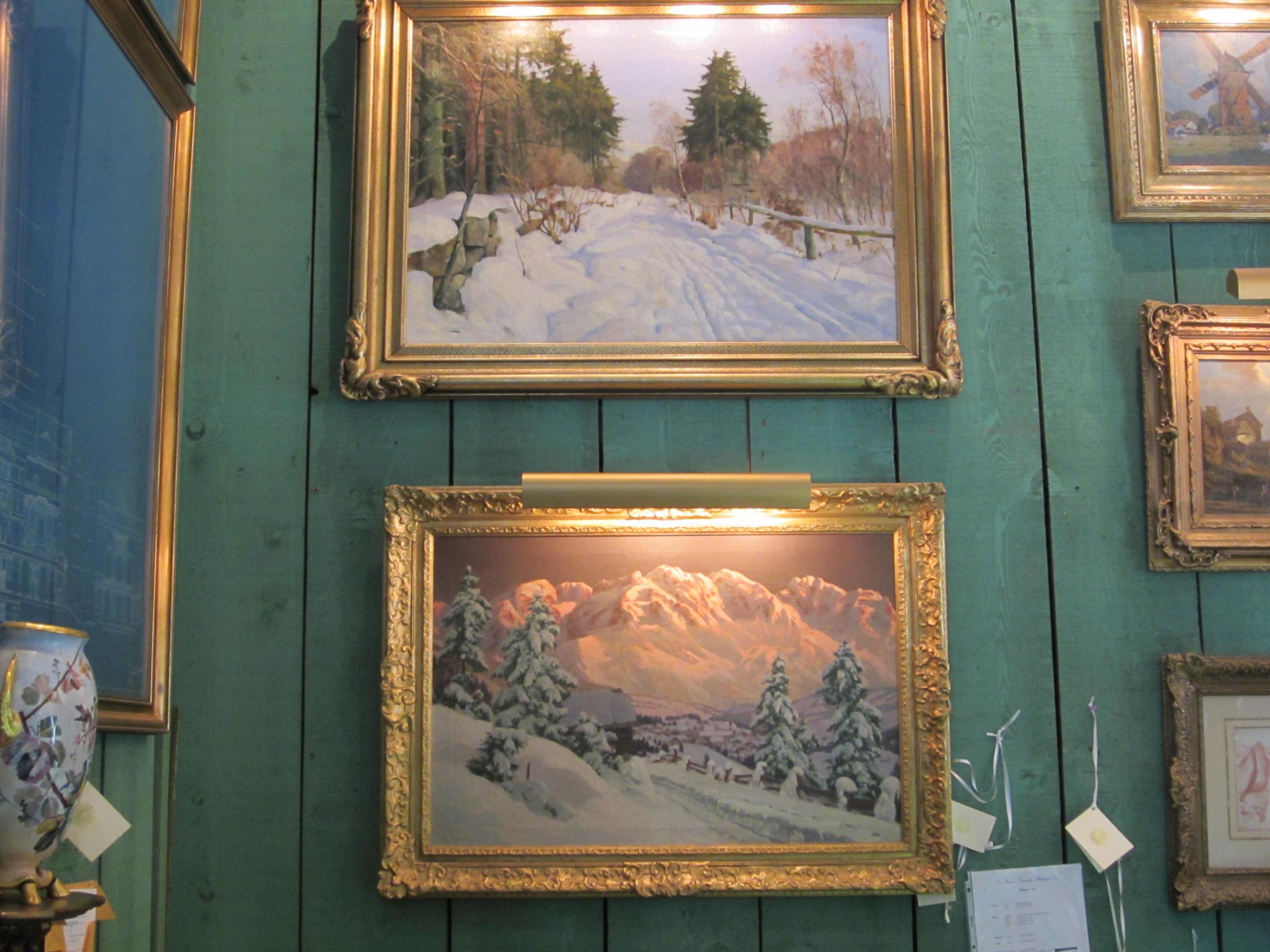 Romantic 19th C. Winter Landscape Alois Arnegger Oil on Canvas Snow Scene painting Art LA For Sale