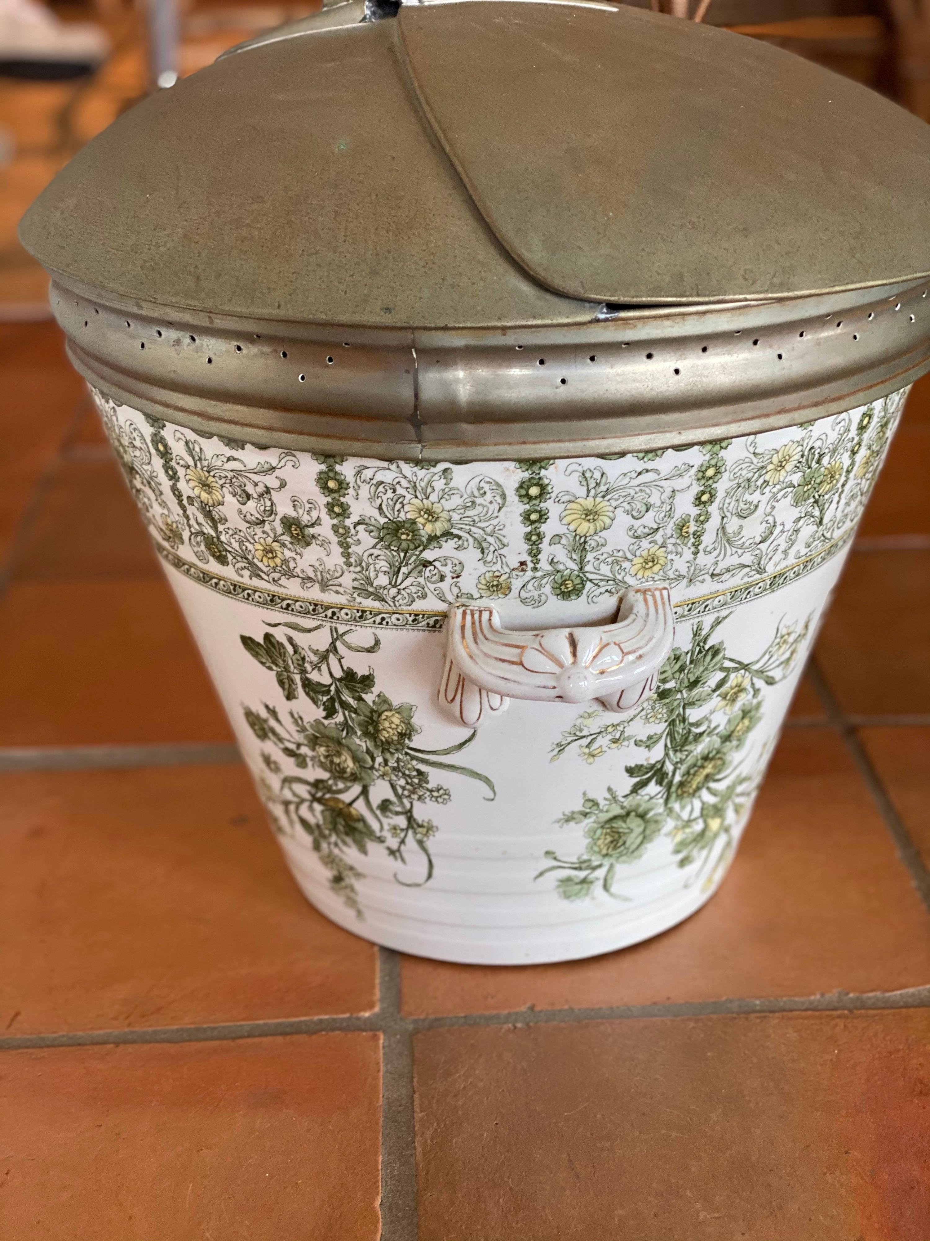 Late 19th-20th Century Continental Tin-Glazed Ceramic Two-Handled Milk Pail 14