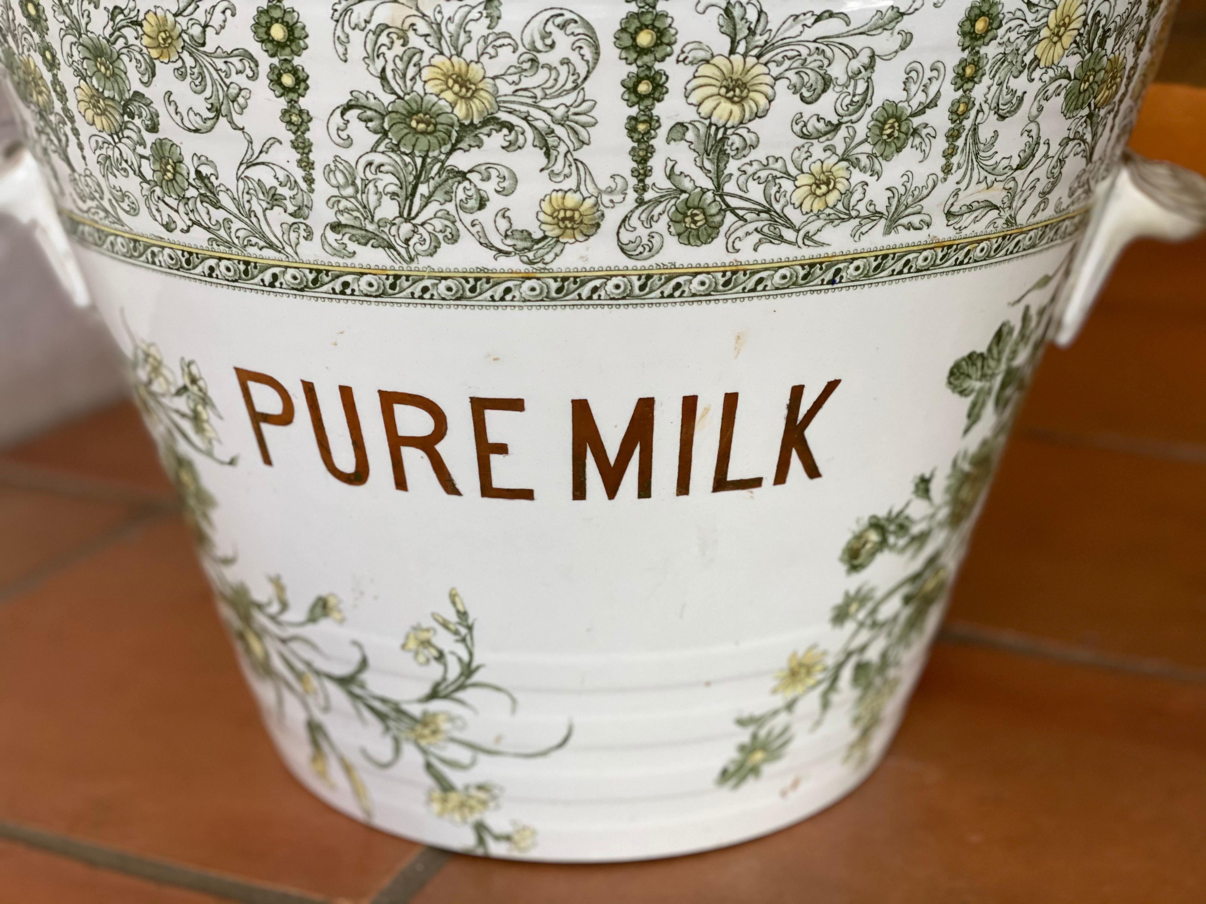 Late 19th-20th Century Continental Tin-Glazed Ceramic Two-Handled Milk Pail 2