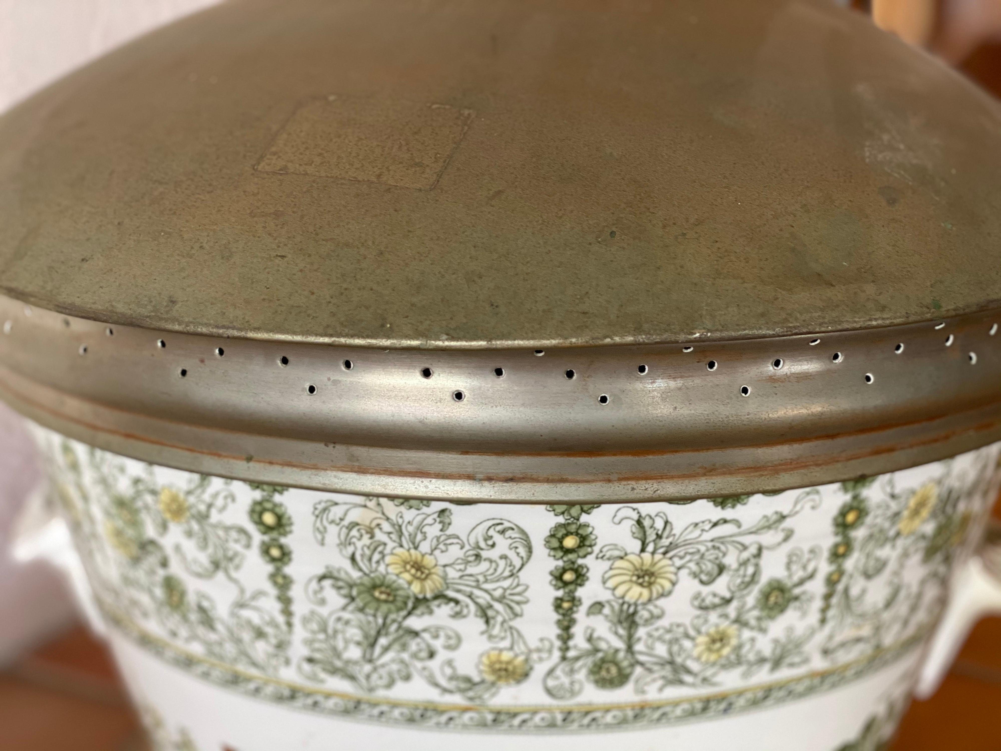 Late 19th-20th Century Continental Tin-Glazed Ceramic Two-Handled Milk Pail 3