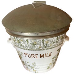 Late 19th-20th Century Continental Tin-Glazed Ceramic Two-Handled Milk Pail