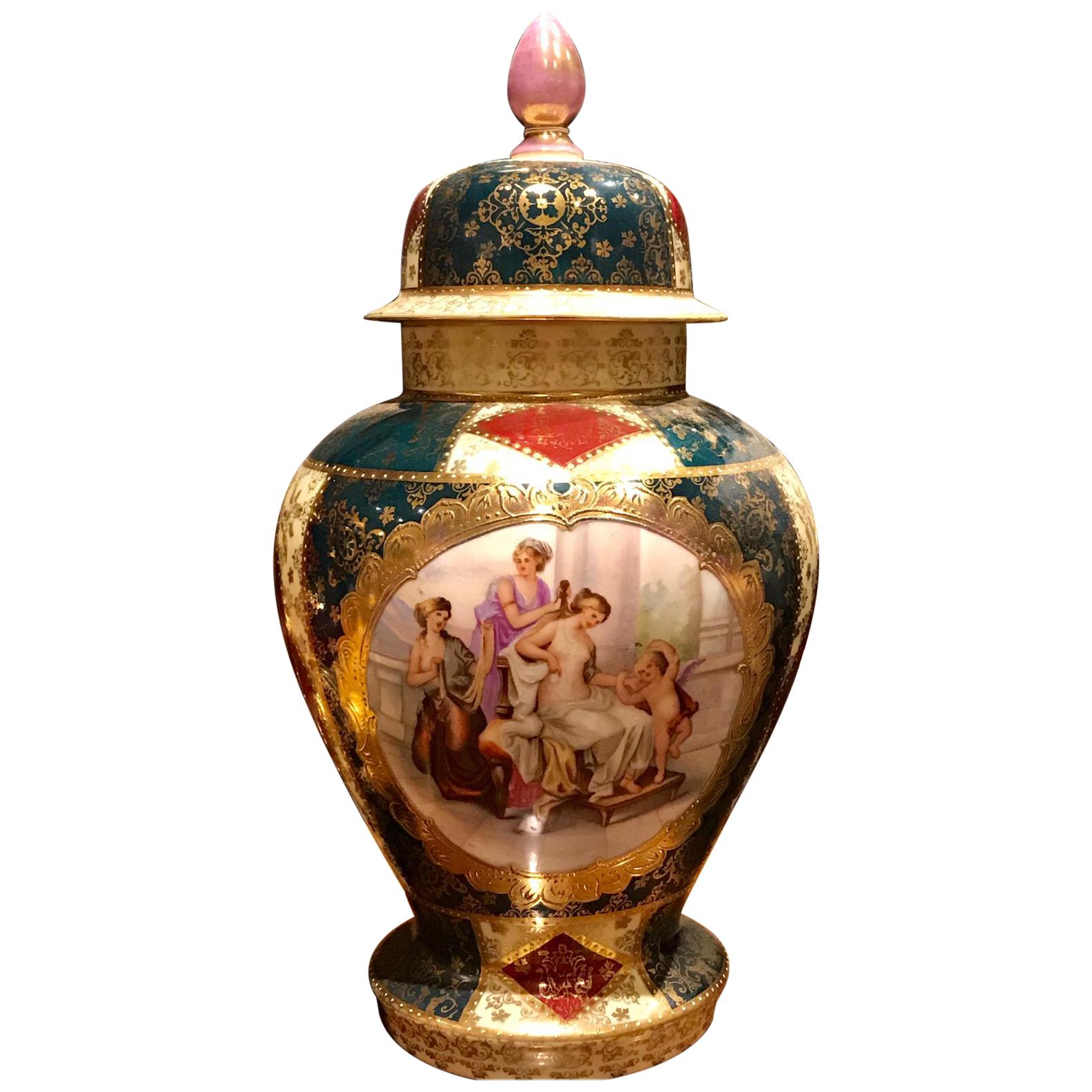 Late 19th-20th Century French Vase with a Cover For Sale