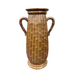 Late 19th-20th Century Porcelain Vase, Faux Caneware / Faux Bamboo